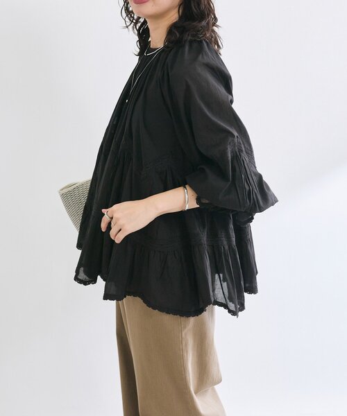 RIVE DROITE（リヴドロワ）の「【シーズンムードを高める】コットンボイルレースブラウス（シャツ/ブラウス・レディース・ホワイト/ブラック・FREE）」の22枚目の写真