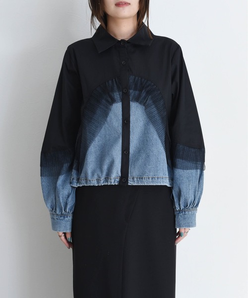 新品 エイミーロウ シャツ デニムMIXドロストシャツ Eimee Law│Eimee Law & LHELBIE 公式