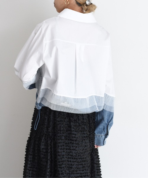 新品　今季　新作　エイミーロウ　デニムMIXドロストシャツ　ブラック デニムMIXドロストシャツ Eimee Law│Eimee Law & LHELBIE 公式