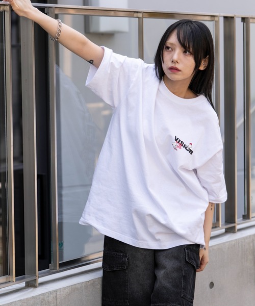 VISION STREET WEAR（ヴィジョンストリートウェア）の「∴WEGO/VISION別注ボックスロゴゴーストスケーターT（Tシャツ/カットソー・メンズ・パープル/ブラック/ホワイト・LARGE/MEDIUM）」の6枚目の写真