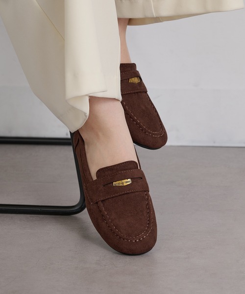 SETUP7(セットアップセブン)の「通勤にもデイリーにも使える♪【SETUP7】コインローファー フラットローファー ペニーローファー/合皮/スウェード/ローヒール/通勤/オフィス/カジュアル/レディース KNF142(ローファー・レディース・ダークブラウン/ベージュ/ブラック・36/37/38/39)」の9枚目の写真