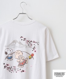 PEAUTS 和柄 刺繍&プリント 天竺半袖Tシャツ