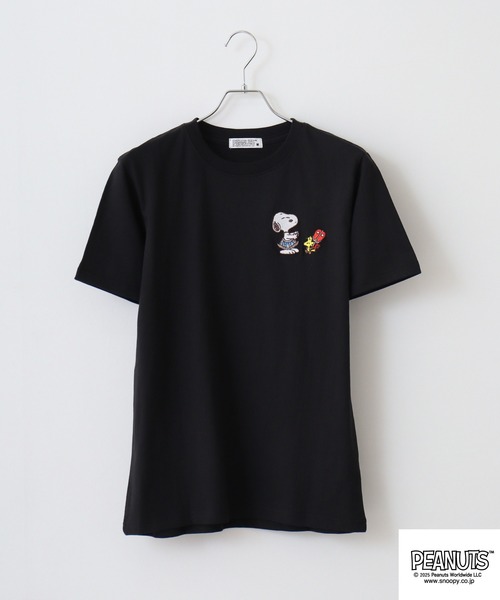 PEAUTS 和柄 刺繍＆プリント 天竺半袖Tシャツ（Tシャツ
