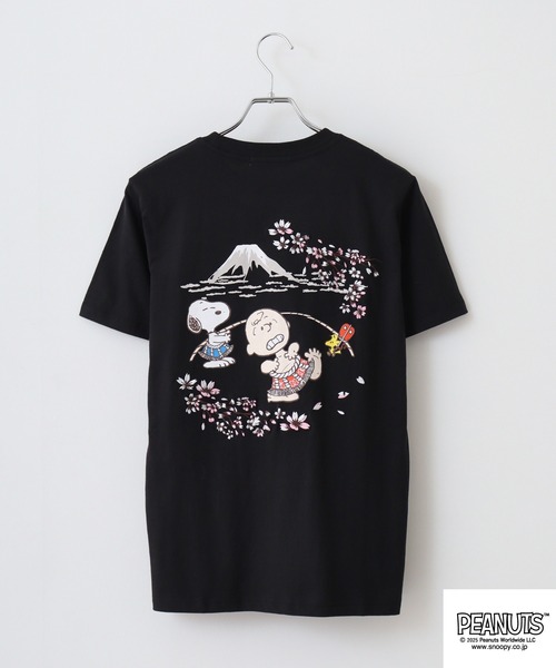 PEAUTS 和柄 刺繍＆プリント 天竺半袖Tシャツ（Tシャツ