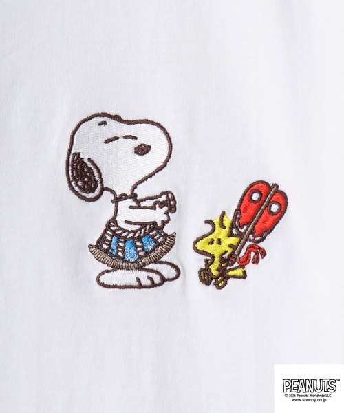 PEANUTS(ピーナッツ)の「PEAUTS 和柄 刺繍&プリント 天竺半袖Tシャツ(Tシャツ/カットソー・メンズ・ブラック/ホワイト・M/L/LL)」の7枚目の写真