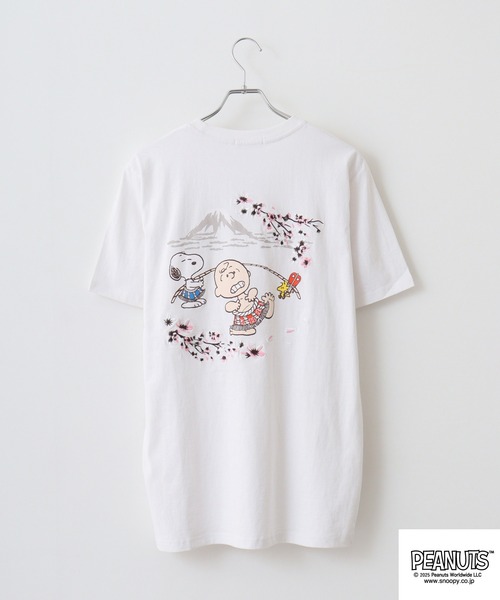 PEANUTS(ピーナッツ)の「PEAUTS 和柄 刺繍&プリント 天竺半袖Tシャツ(Tシャツ/カットソー・メンズ・ブラック/ホワイト・M/L/LL)」の8枚目の写真