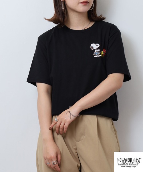 PEANUTS(ピーナッツ)の「PEAUTS 和柄 刺繍&プリント 天竺半袖Tシャツ(Tシャツ/カットソー・メンズ・ブラック/ホワイト・M/L/LL)」の10枚目の写真