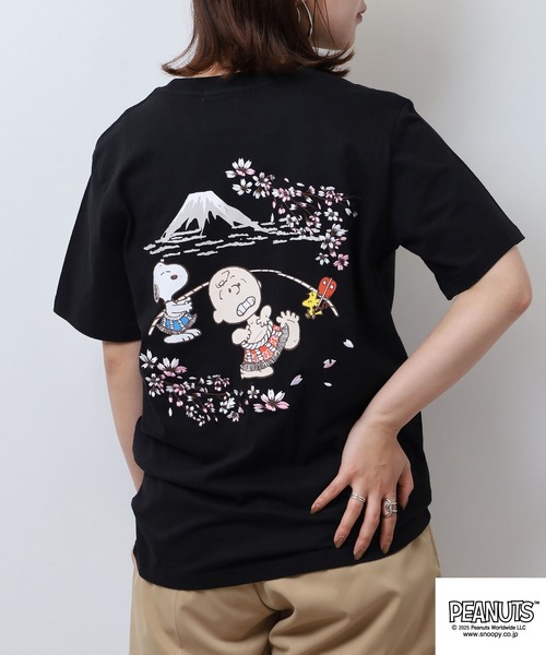 PEAUTS 和柄 刺繍＆プリント 天竺半袖Tシャツ（Tシャツ