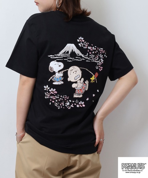 PEANUTS(ピーナッツ)の「PEAUTS 和柄 刺繍&プリント 天竺半袖Tシャツ(Tシャツ/カットソー・メンズ・ブラック/ホワイト・M/L/LL)」の13枚目の写真