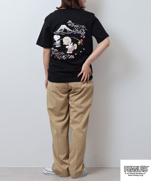 PEANUTS(ピーナッツ)の「PEAUTS 和柄 刺繍&プリント 天竺半袖Tシャツ(Tシャツ/カットソー・メンズ・ブラック/ホワイト・M/L/LL)」の15枚目の写真