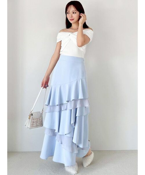 RESEXXY（リゼクシー）の「プリーツヘムラッフルフレアスカート（スカート・レディース・ブルー/ブラック/ベージュ・FREE）」の7枚目の写真