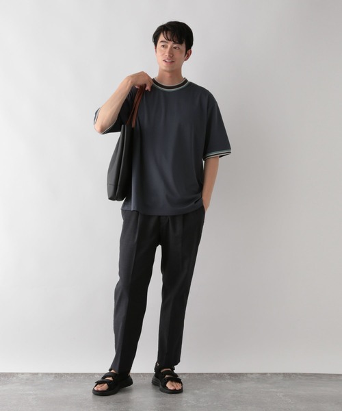 GLOBAL WORK(グローバルワーク)の「ニット切り替え/ポンチTシャツ/498714(Tシャツ/カットソー・メンズ・ネイビー/オフホワイト/チャコールグレー/グレイッシュベージュ・S/XL/L/M)」の9枚目の写真