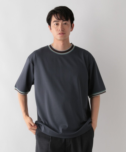 GLOBAL WORK(グローバルワーク)の「ニット切り替え/ポンチTシャツ/498714(Tシャツ/カットソー・メンズ・ネイビー/オフホワイト/チャコールグレー/グレイッシュベージュ・S/XL/L/M)」の11枚目の写真