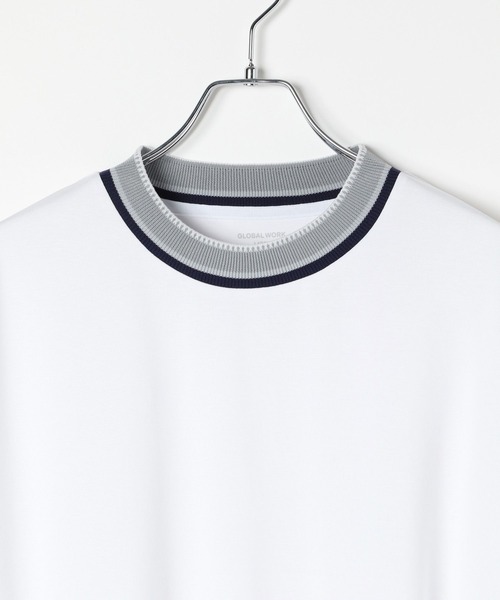 GLOBAL WORK(グローバルワーク)の「ニット切り替え/ポンチTシャツ/498714(Tシャツ/カットソー・メンズ・ネイビー/オフホワイト/チャコールグレー/グレイッシュベージュ・S/XL/L/M)」の22枚目の写真