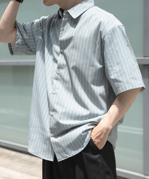 ITEMS URBANRESEARCH（アイテムズ アーバンリサーチ）の「Multi Stripes R.Collar shirts（シャツ/ブラウス・メンズ・ブルー/ブラウン/ベージュ・MEDIUM/LARGE）」の4枚目の写真