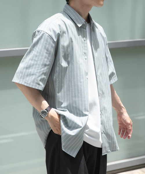 ITEMS URBANRESEARCH（アイテムズ アーバンリサーチ）の「Multi Stripes R.Collar shirts（シャツ/ブラウス・メンズ・ブルー/ブラウン/ベージュ・MEDIUM/LARGE）」の7枚目の写真