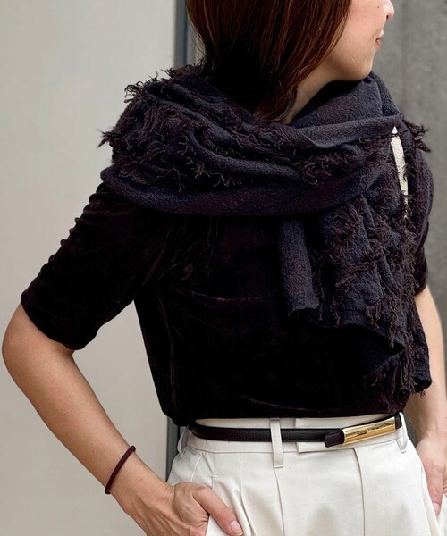 NOLLEY’S(ノーリーズ)の「フリンジストール(ストール/ショール・レディース・ホワイト/ダークブラウン/ライトグレー・FREE)」の20枚目の写真