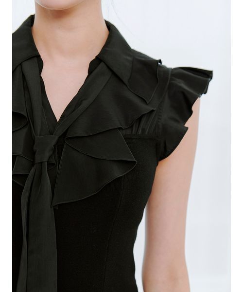 【新品】スナイデル Sasutenaburuフリルカラードッキングワンピース SNIDEL ワンピース Sustainableフリルカラードッキング