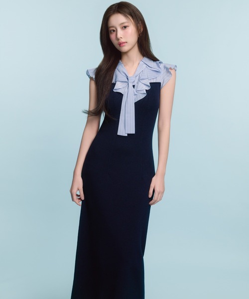 Sustainableフリルワンピース Blue snidel Sustainableフリルカラードッキングワンピース（ワンピース