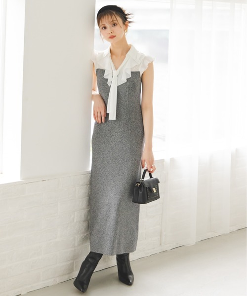 Sustainableフリルカラードッキングワンピース（ワンピース