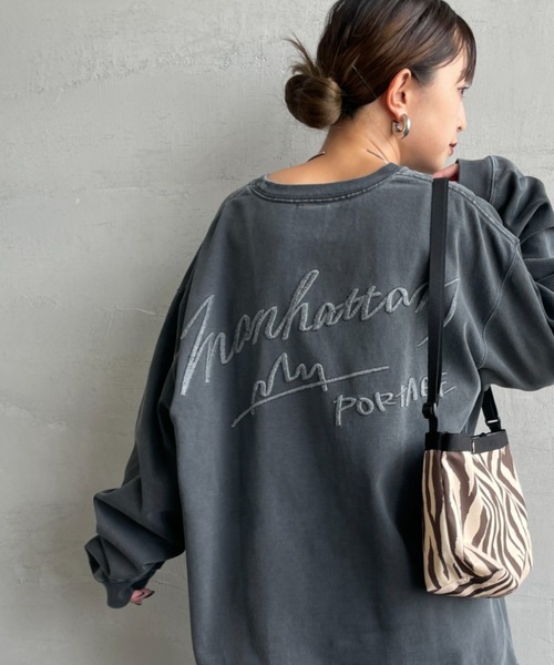 tシャツ 「WEB先行予約」「MANHATTAN PORTAGE/マンハッタンポーテージ」 別注 手書き風バックプリント ロングスリーブTシャツ レデ Manhattan Portage（マンハッタンポーテージ）の「[MANHATTAN