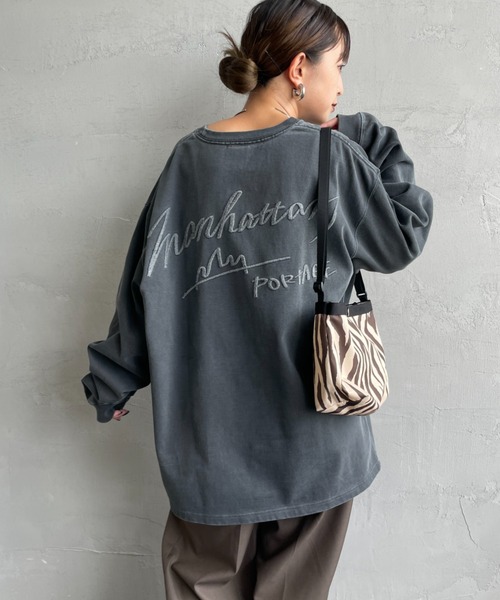 Manhattan Portage（マンハッタンポーテージ）の「[MANHATTAN PORTAGE/マンハッタンポーテージ] 別注 手書き風バックプリント ロングスリーブTシャツ（Tシャツ/カットソー・レディース・チャコールグレー/ライトグレー/アイボリー・S/M/L/XL）」の20枚目の写真