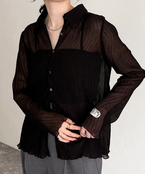 fredy emue（フレディエミュ）の「シアープリーツシャツ（シャツ/ブラウス・レディース・オフホワイト/グレイッシュベージュ/ブラック・38）」の22枚目の写真