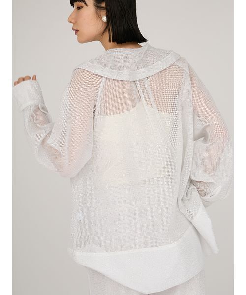 emmi（エミ）の「ラメメッシュブラウス（シャツ/ブラウス・レディース・ホワイト/ライトブルー・F）」の5枚目の写真
