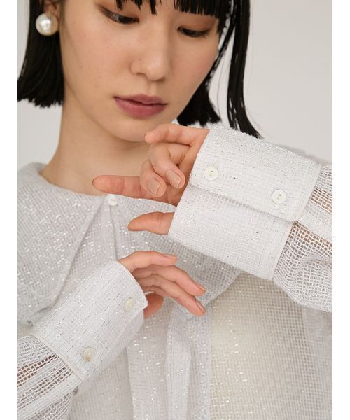 emmi（エミ）の「ラメメッシュブラウス（シャツ/ブラウス・レディース・ホワイト/ライトブルー・F）」の8枚目の写真