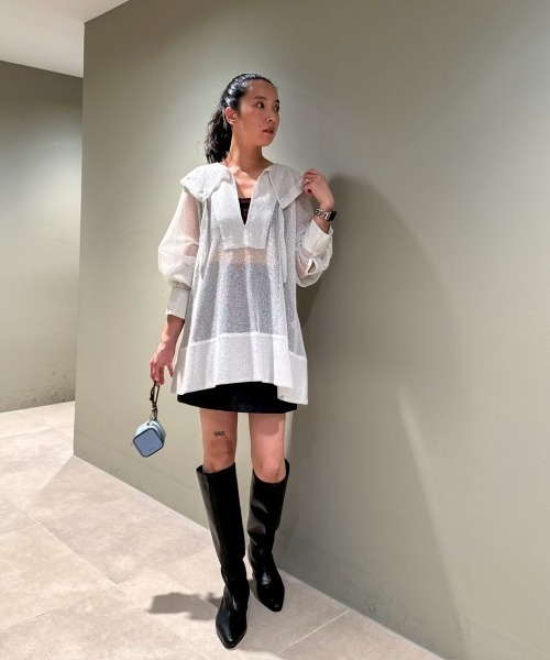 emmi（エミ）の「ラメメッシュブラウス（シャツ/ブラウス・レディース・ホワイト/ライトブルー・F）」の22枚目の写真