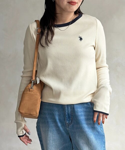U.S. POLO ASSN.（ユーエスポロアッスン）の「【U.S. POLO ASSN. 】クルーネックリブロンT（Tシャツ/カットソー・レディース・ホワイト系その他/ブラック/アイボリー/グレー/ブラック系その他・FREE）」の16枚目の写真