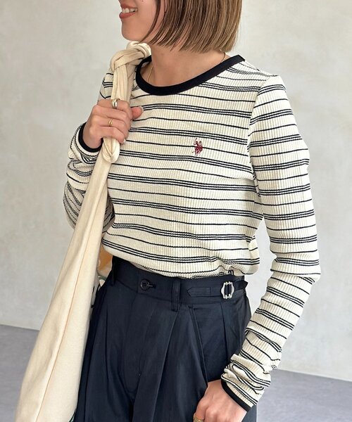 U.S. POLO ASSN.（ユーエスポロアッスン）の「【U.S. POLO ASSN. 】クルーネックリブロンT（Tシャツ/カットソー・レディース・ホワイト系その他/ブラック/アイボリー/グレー/ブラック系その他・FREE）」の10枚目の写真