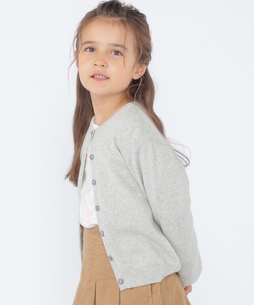SHIPS（シップス）の「SHIPS KIDS:100～130cm / リバティ ニット カーディガン（カーディガン/ボレロ・キッズ・トップグレー/ブルー/ピンク・100/110/120/130）」の2枚目の写真