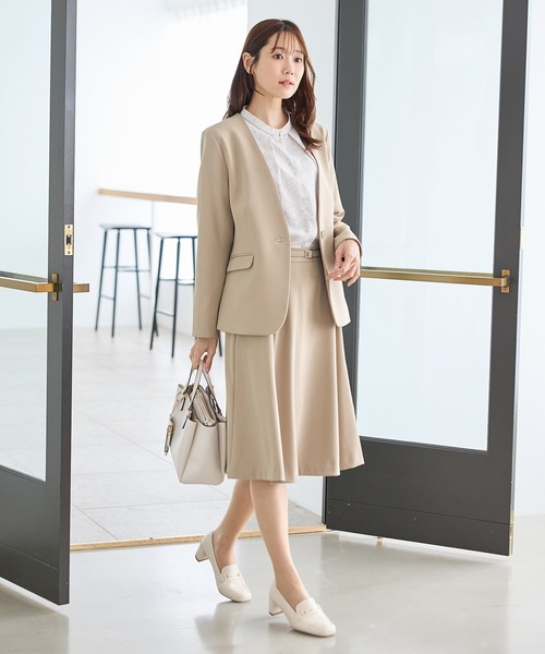 Honeys（ハニーズ）の「【ストレッチ・マシンウォッシャブル・イージーケア】カラーレスジャケット（ノーカラージャケット・レディース・ブラック/ヘザーチャコール/ネイビー/ダークベージュ・L/M/S/3L/LL）」の20枚目の写真