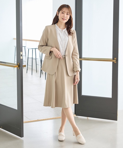 Honeys（ハニーズ）の「【ストレッチ・マシンウォッシャブル・イージーケア】カラーレスジャケット（ノーカラージャケット・レディース・ブラック/ヘザーチャコール/ネイビー/ダークベージュ・L/M/S/3L/LL）」の21枚目の写真