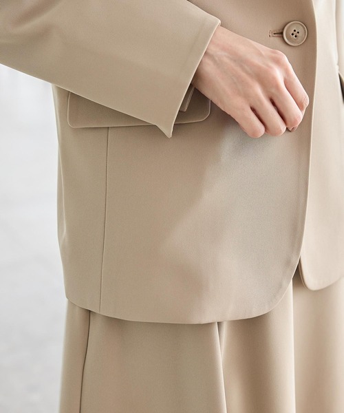 Honeys（ハニーズ）の「【ストレッチ・マシンウォッシャブル・イージーケア】カラーレスジャケット（ノーカラージャケット・レディース・ブラック/ヘザーチャコール/ネイビー/ダークベージュ・L/M/S/3L/LL）」の7枚目の写真