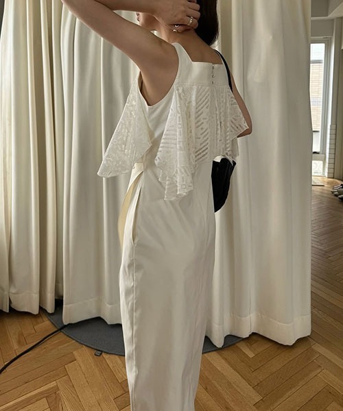 WILLFULLY(ウィルフリー)の「lace asymmetry frill cocoon OP(ワンピース・レディース・ブラック/ホワイト系その他/カーキブラウン・FREE)」の11枚目の写真