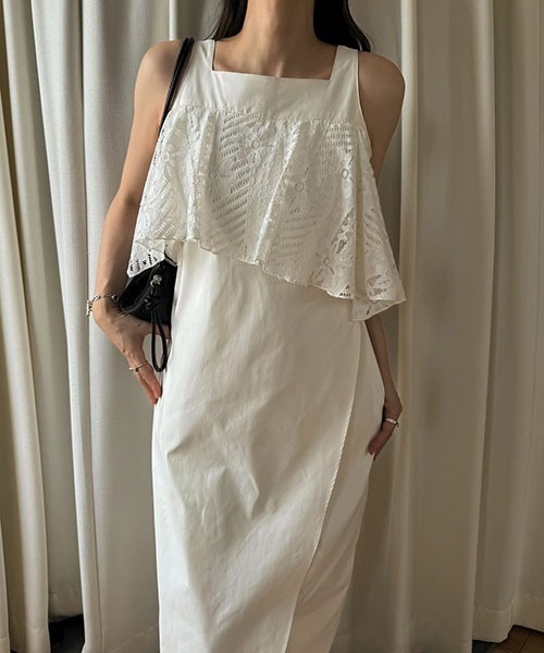 WILLFULLY ウィルフリー　ワンピース　ドレス セール】lace asymmetry frill cocoon OP（ワンピース