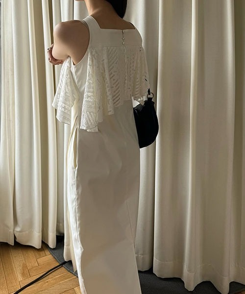 WILLFULLY(ウィルフリー)の「lace asymmetry frill cocoon OP(ワンピース・レディース・ブラック/ホワイト系その他/カーキブラウン・FREE)」の10枚目の写真