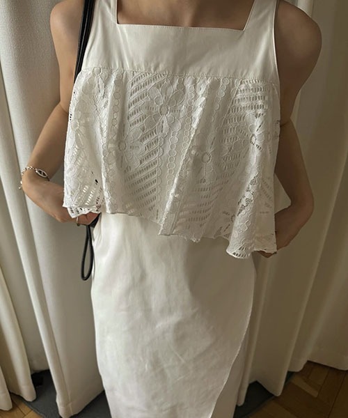 WILLFULLY(ウィルフリー)の「lace asymmetry frill cocoon OP(ワンピース・レディース・ブラック/ホワイト系その他/カーキブラウン・FREE)」の9枚目の写真