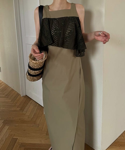 セール】lace asymmetry frill cocoon OP（ワンピース