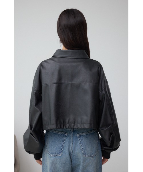 AZUL by moussy(アズールバイマウジー)の「フェイクレザーショートブルゾン(ブルゾン・レディース・ダークブラウン/ブラック・FREE)」の8枚目の写真
