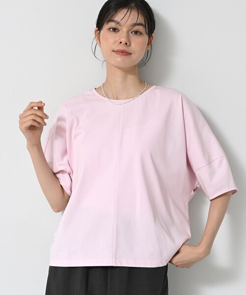 Dessin(デッサン)の「【二の腕カバー/UVカット】ランタンスリーブカットソー(Tシャツ/カットソー・レディース・ネイビー系2/ナチュラル/ピンク/ホワイト・03/02/01/00)」の4枚目の写真