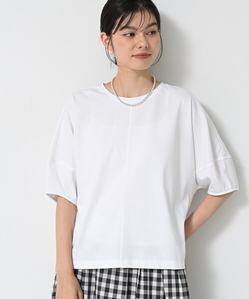Dessin(デッサン)の「【二の腕カバー/UVカット】ランタンスリーブカットソー(Tシャツ/カットソー・レディース・ネイビー系2/ナチュラル/ピンク/ホワイト・03/02/01/00)」の6枚目の写真