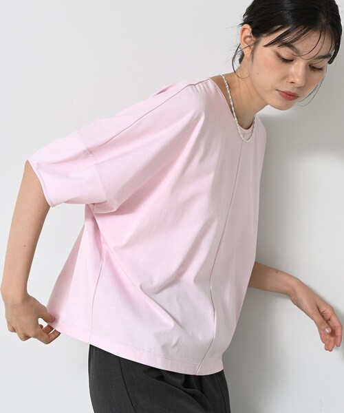 Dessin(デッサン)の「【二の腕カバー/UVカット】ランタンスリーブカットソー(Tシャツ/カットソー・レディース・ネイビー系2/ナチュラル/ピンク/ホワイト・03/02/01/00)」の10枚目の写真
