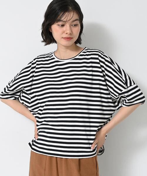 Dessin(デッサン)の「【二の腕カバー/UVカット】ランタンスリーブカットソー(Tシャツ/カットソー・レディース・ネイビー系2/ナチュラル/ピンク/ホワイト・03/02/01/00)」の13枚目の写真