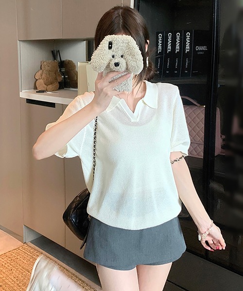 Girly Doll(ガーリードール)の「メッシュニットスキッパープルオーバー(ニット/セーター・レディース・グレー/オフホワイト/ブルー・FREE)」の10枚目の写真