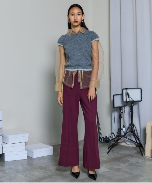 MAISON SPECIAL（メゾンスペシャル）の「Cap Sleeve Knit Tops/キャップスリーブニットトップス（ニット/セーター・レディース・イエロー/グレー・FREE）」の3枚目の写真
