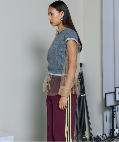 MAISON SPECIAL（メゾンスペシャル）の「Cap Sleeve Knit Tops/キャップスリーブニットトップス（ニット/セーター・レディース・イエロー/グレー・FREE）」の6枚目の写真