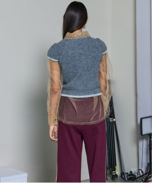 MAISON SPECIAL（メゾンスペシャル）の「Cap Sleeve Knit Tops/キャップスリーブニットトップス（ニット/セーター・レディース・イエロー/グレー・FREE）」の7枚目の写真